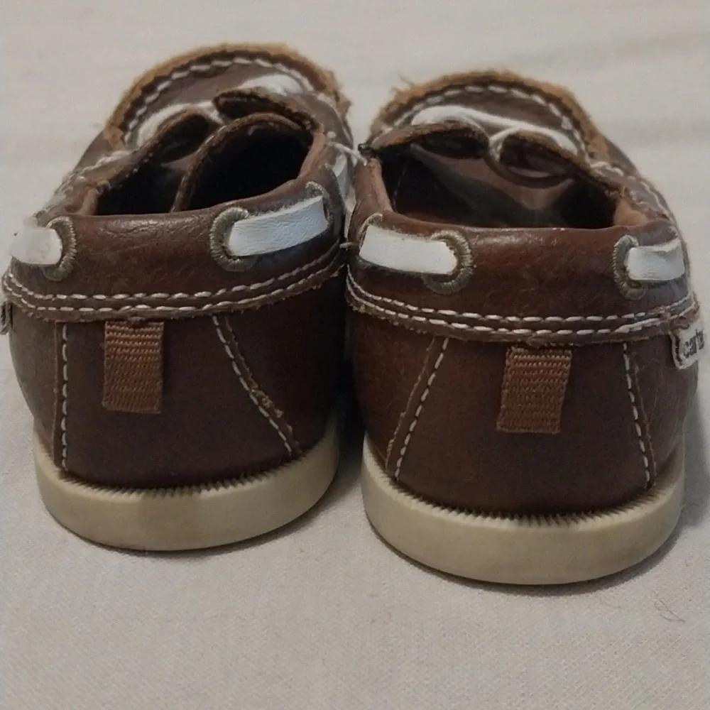 Carter Kids Brown Dress Boat Shoes with White Laces Size 7